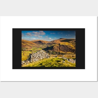 Bwlch Bryn-rhudd Pass, Cefn Cul, Glyn Tawe and Fan Gyhirych from Cribarth, Brecon Beacons National Park Posters and Art